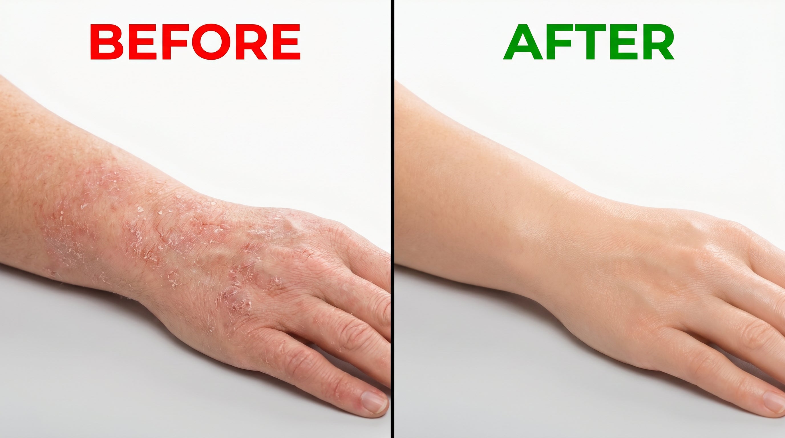 Before and after: skin irritation from hard water